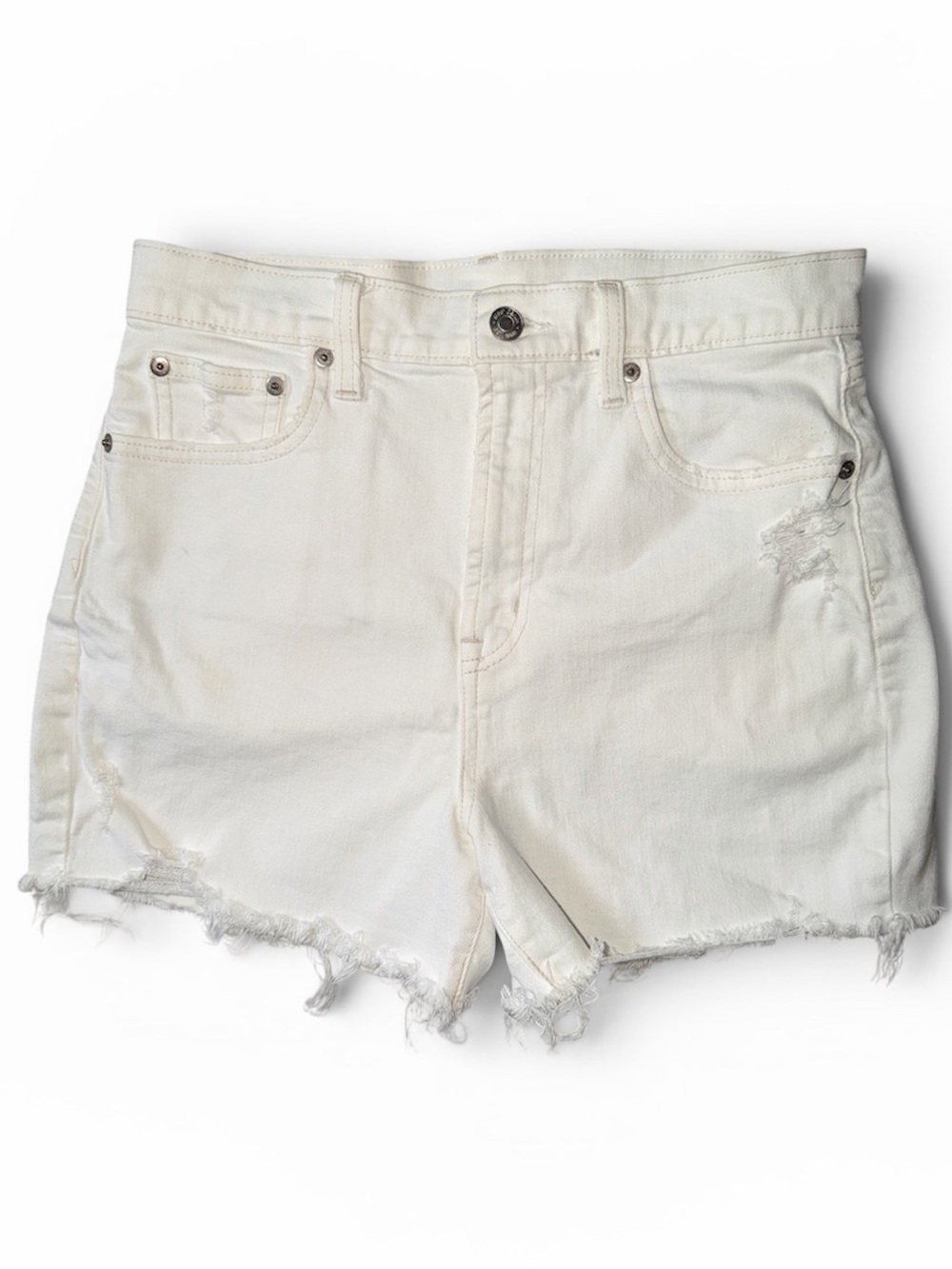 Gap White Denim Distressed Shorts High Rise Indie Sleeze Women’s Size 27